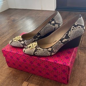 Tory Burch snake skin wedges